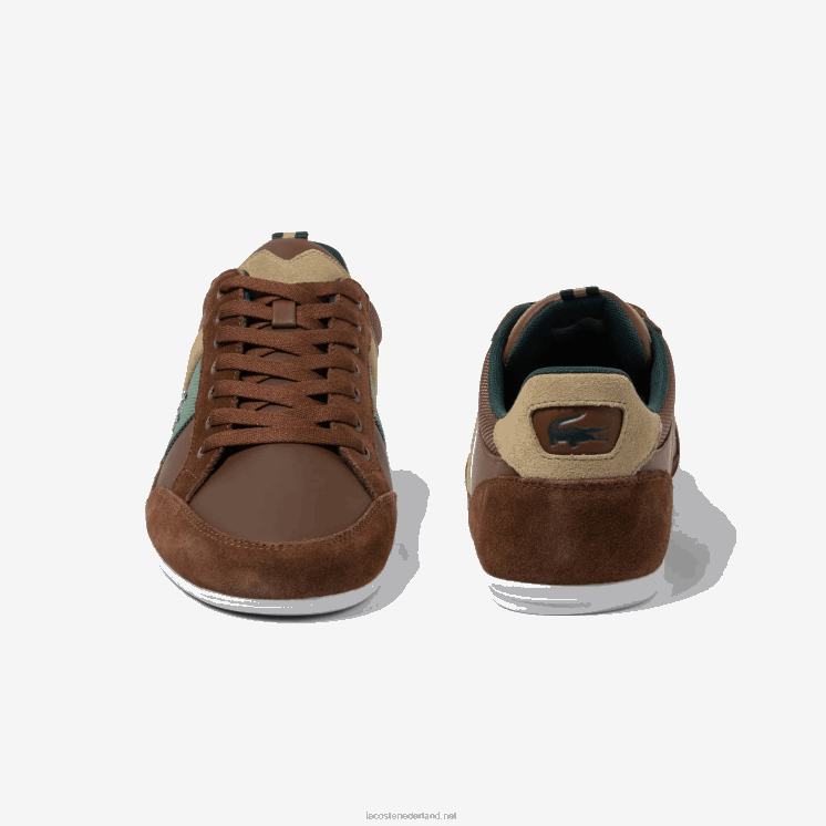 Lacoste chaymon leren sneakers 0828H1736 bruin donkergroen 2a1 Heren
