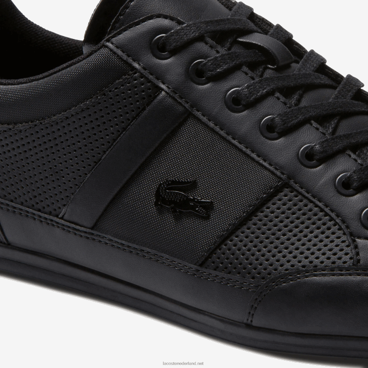 Lacoste chaymon sneakers van geperforeerd leer 0828H1711 zwart 02u Heren