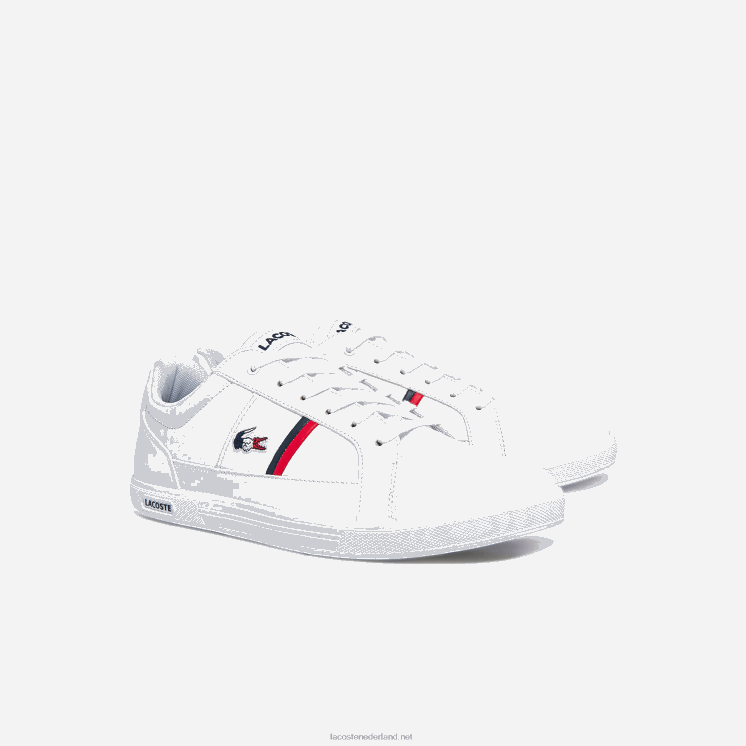 Lacoste europa tricolore lederen en synthetische sneakers 0828H1876 wit/marine & rood 407 Heren