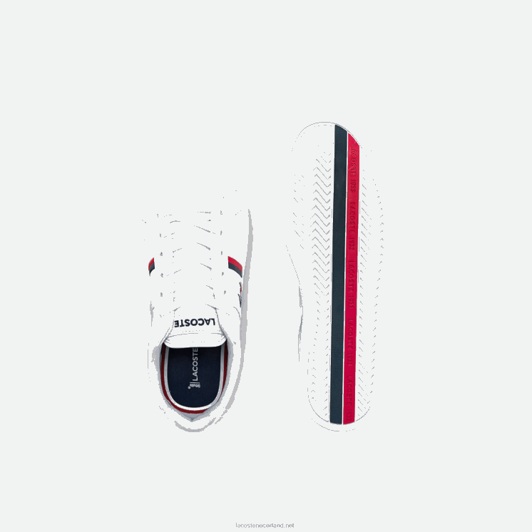 Lacoste europa tricolore lederen en synthetische sneakers 0828H1876 wit/marine & rood 407 Heren