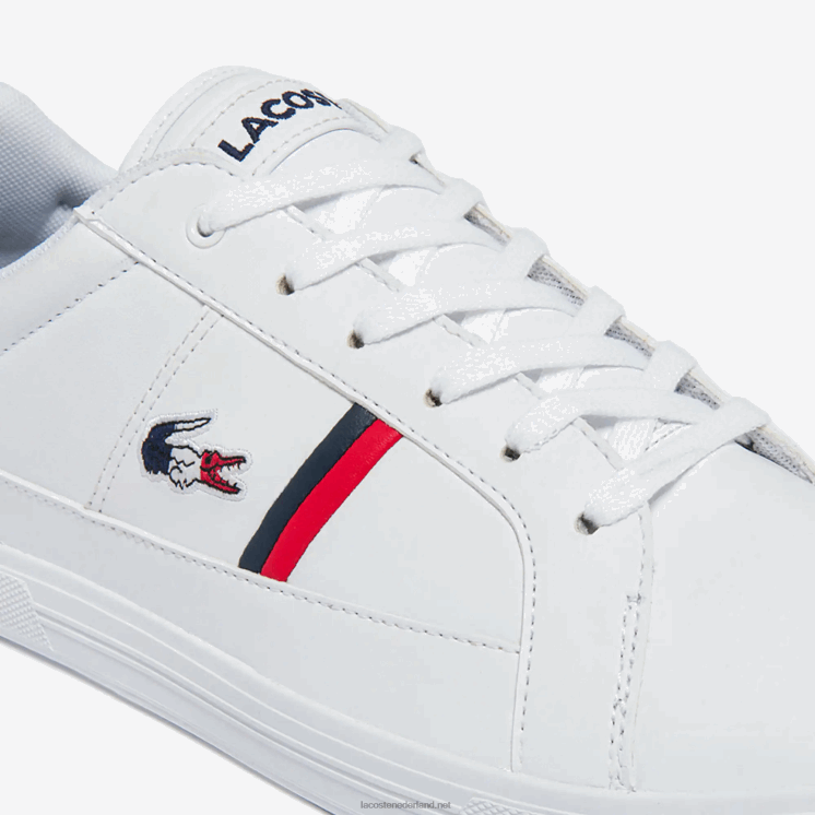 Lacoste europa tricolore lederen en synthetische sneakers 0828H1876 wit/marine & rood 407 Heren