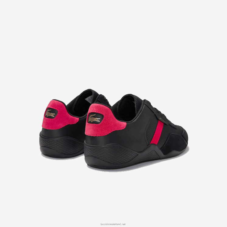 Lacoste hapona leren synthetische sneakers 0828H1869 zwart rood 1b5 Heren