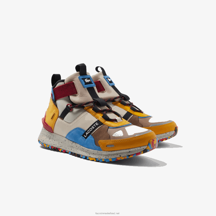 Lacoste hardloopschoenen van leer en synthetisch buitenschoenen 0828H1848 gebroken wit & bruin ow8 Heren