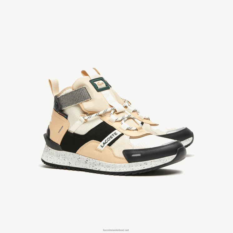 Lacoste hardloopschoenen van leer in kleur en pop voor buiten 0828H1792 zwart & gebroken wit 454 Heren
