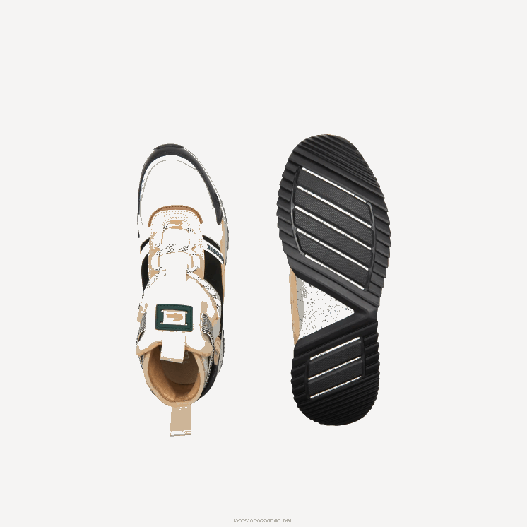 Lacoste hardloopschoenen van leer in kleur en pop voor buiten 0828H1792 zwart & gebroken wit 454 Heren