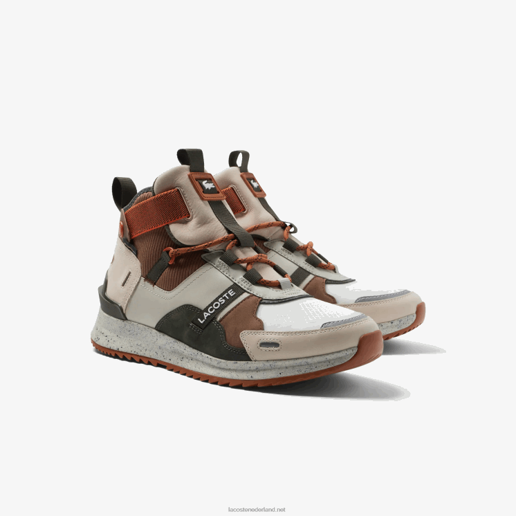 Lacoste hardloopschoenen van leer in kleur en pop voor buiten 0828H1793 bruin wit 2c3 Heren