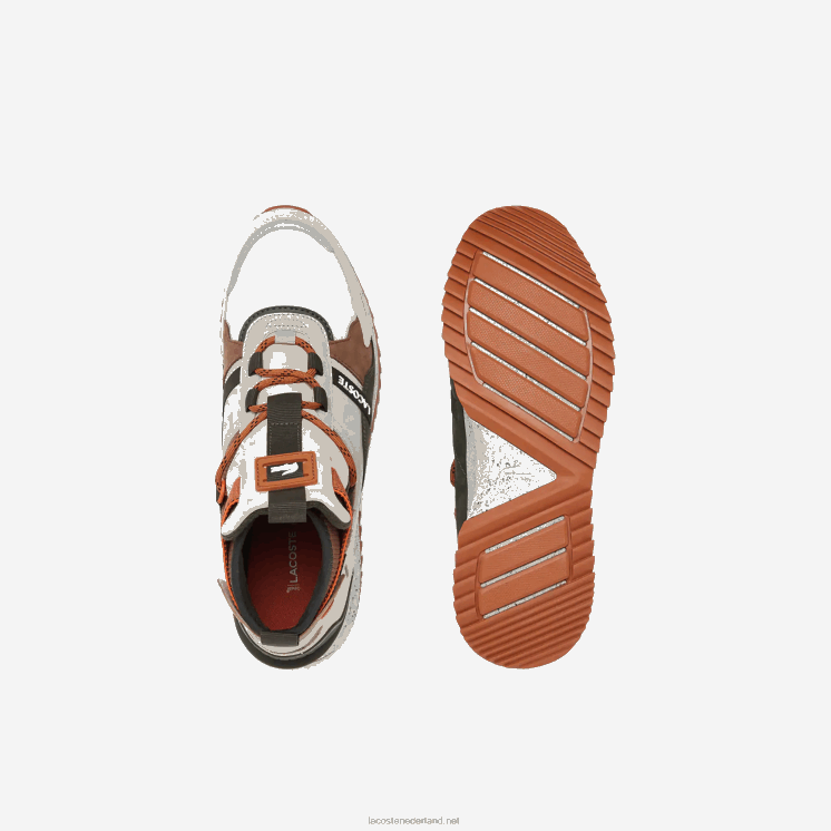Lacoste hardloopschoenen van leer in kleur en pop voor buiten 0828H1793 bruin wit 2c3 Heren