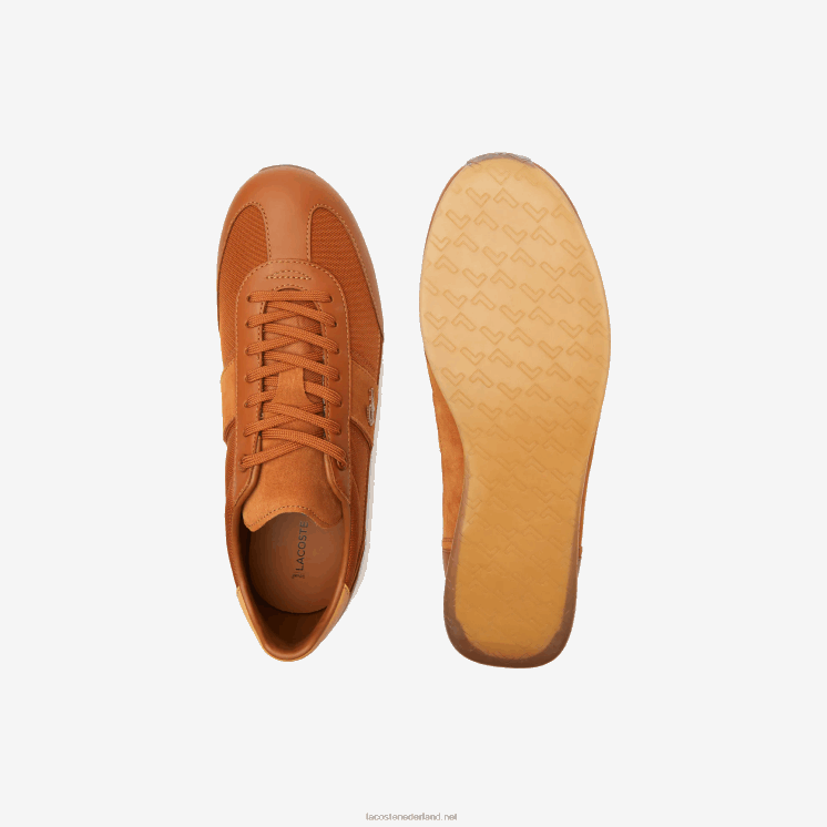 Lacoste hoekige sneakers met gepofte hak van textiel 0828H1800 bruin wit 2c3 Heren
