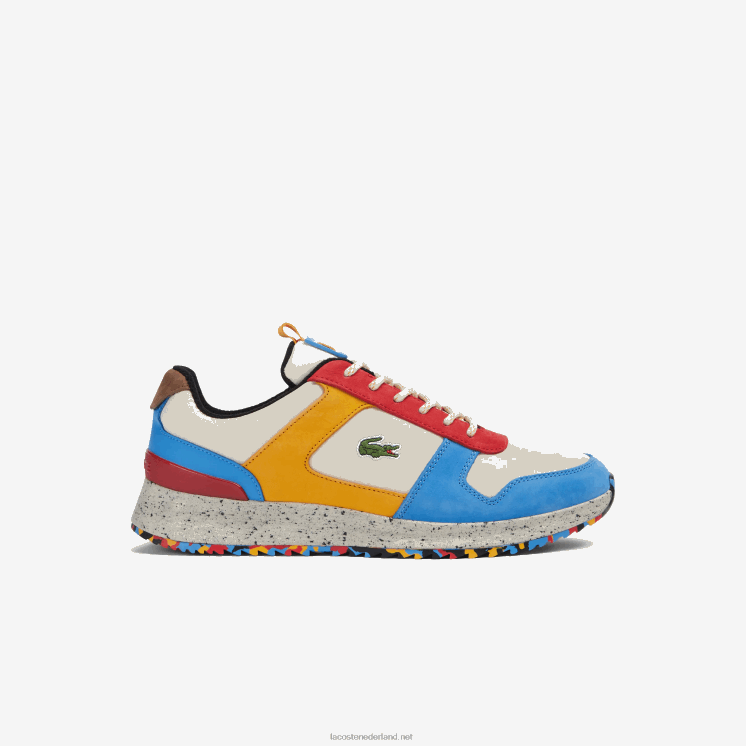 Lacoste joggeur 2.0 leren sneakers met kleurvlakken 0828H1905 wit rood 4j0 Heren