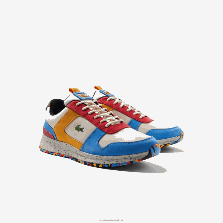 Lacoste joggeur 2.0 leren sneakers met kleurvlakken 0828H1905 wit rood 4j0 Heren