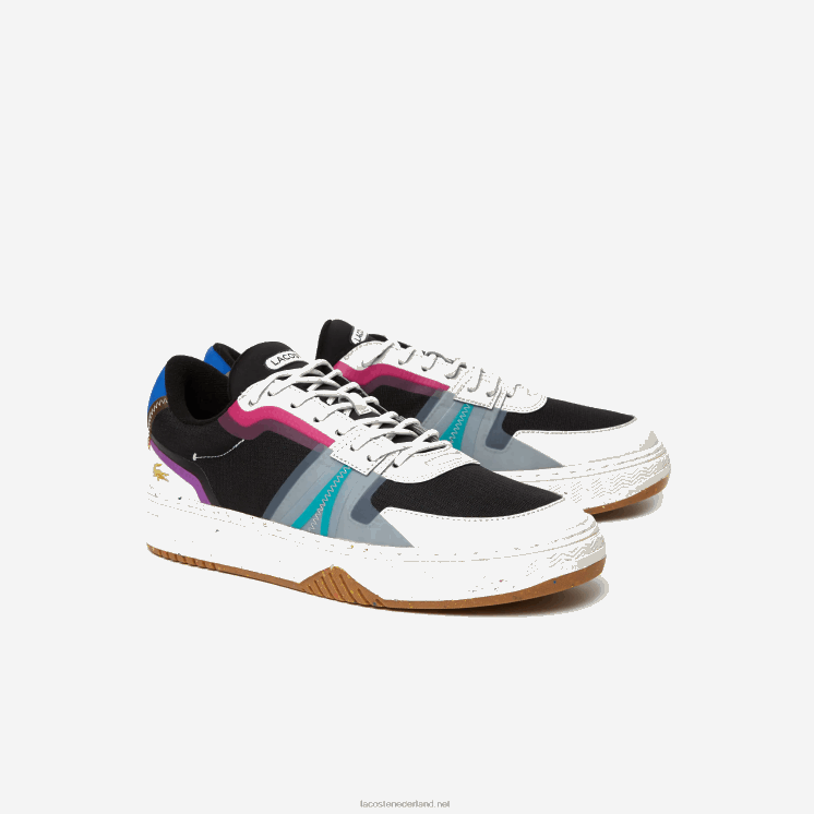 Lacoste l001 eco-sneakers van synthetisch en textiel met colourblocking 0828H1850 zwart 02u Heren