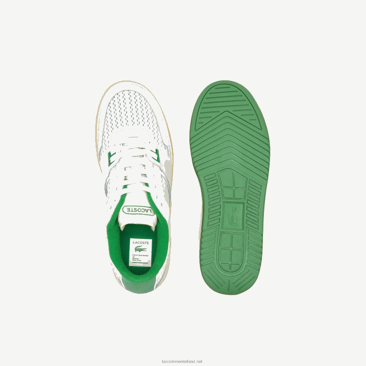 Lacoste l001 leren hak pop sneakers 0828H1745 wit/groen 082 Heren