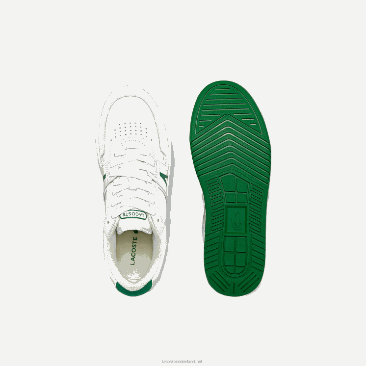 Lacoste l001 leren sneakers 0828H1840 wit/groen 082 Heren