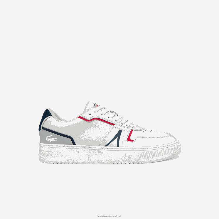 Lacoste l001 leren sneakers 0828H1841 wit/marine & rood 407 Heren
