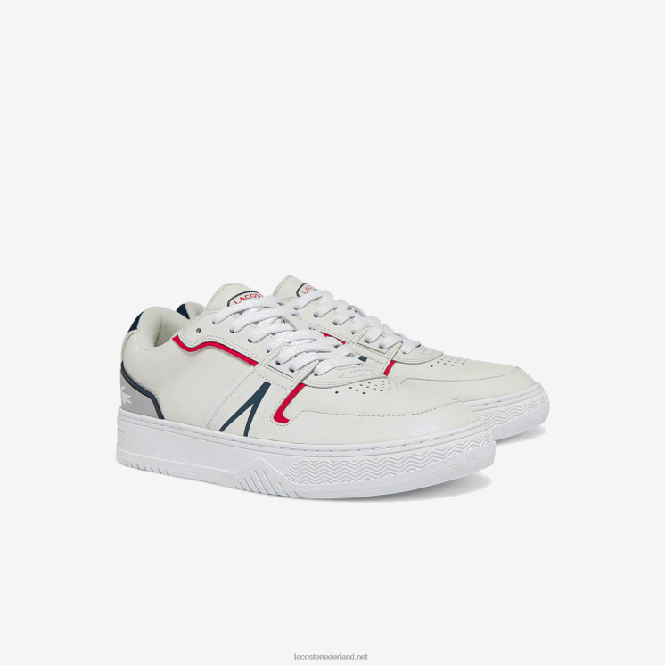 Lacoste l001 leren sneakers 0828H1841 wit/marine & rood 407 Heren