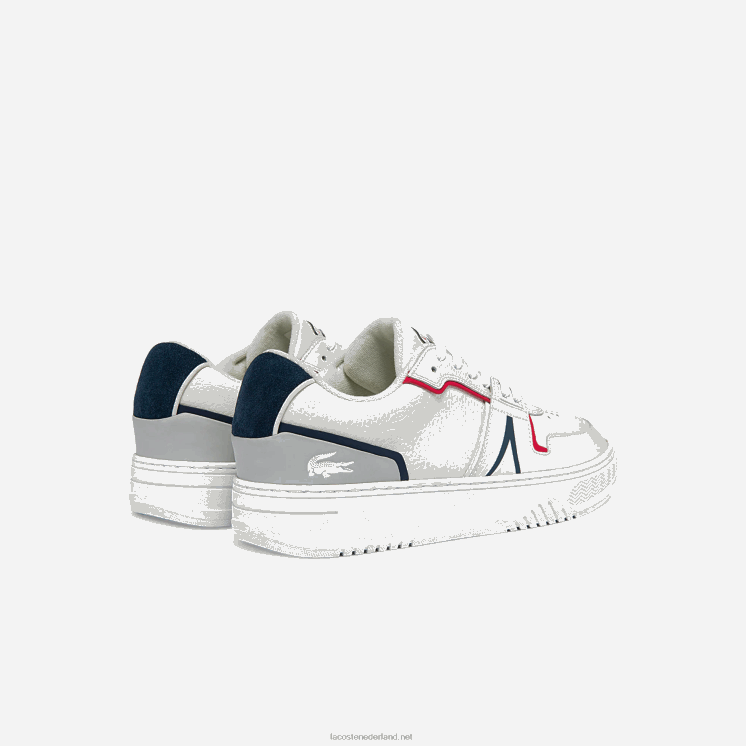 Lacoste l001 leren sneakers 0828H1841 wit/marine & rood 407 Heren