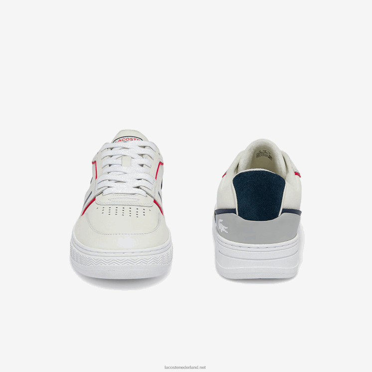 Lacoste l001 leren sneakers 0828H1841 wit/marine & rood 407 Heren