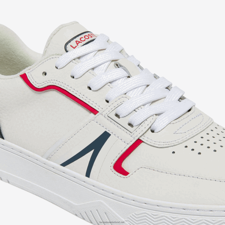 Lacoste l001 leren sneakers 0828H1841 wit/marine & rood 407 Heren