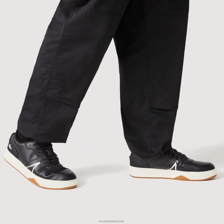 Lacoste l001 leren sneakers met gepofte hak 0828H1881 zwart & gebroken wit 454 Heren
