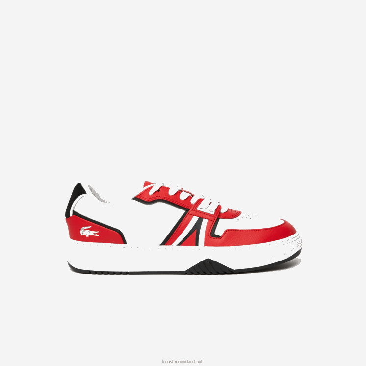 Lacoste l001 leren sneakers met kleurcontrast 0828H1853 rood wit 17k Heren