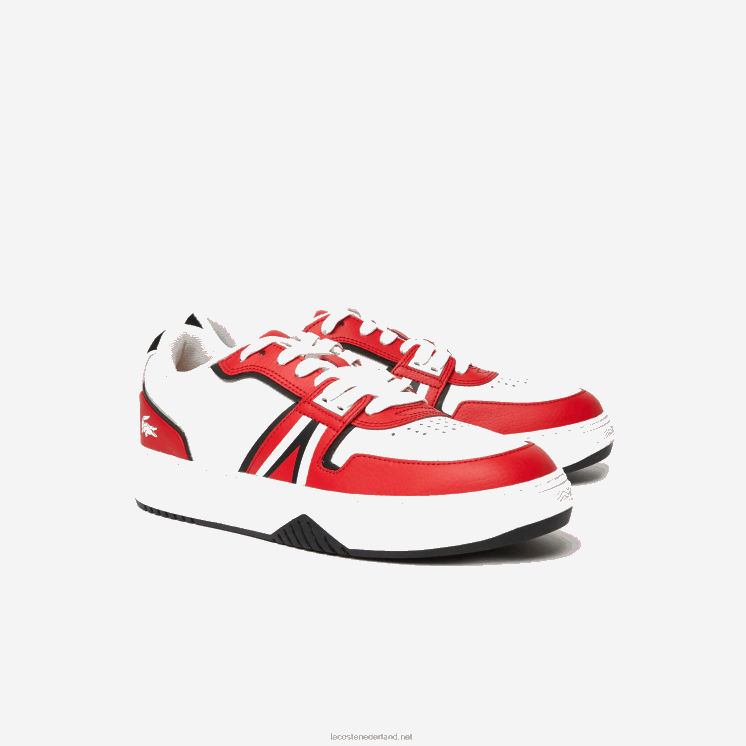Lacoste l001 leren sneakers met kleurcontrast 0828H1853 rood wit 17k Heren
