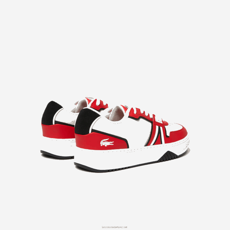 Lacoste l001 leren sneakers met kleurcontrast 0828H1853 rood wit 17k Heren