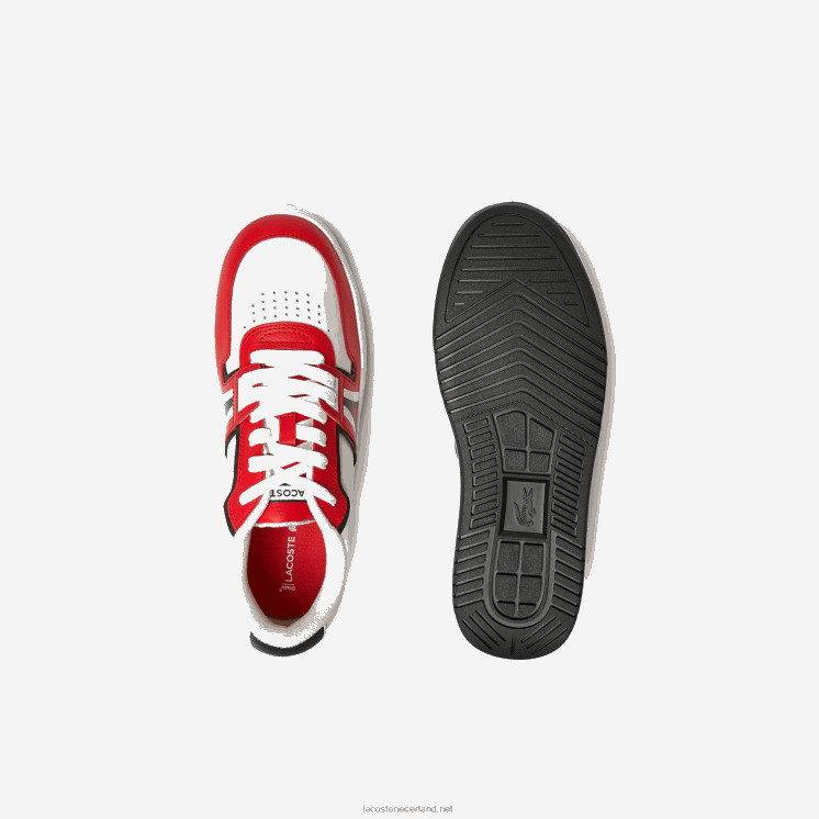 Lacoste l001 leren sneakers met kleurcontrast 0828H1853 rood wit 17k Heren