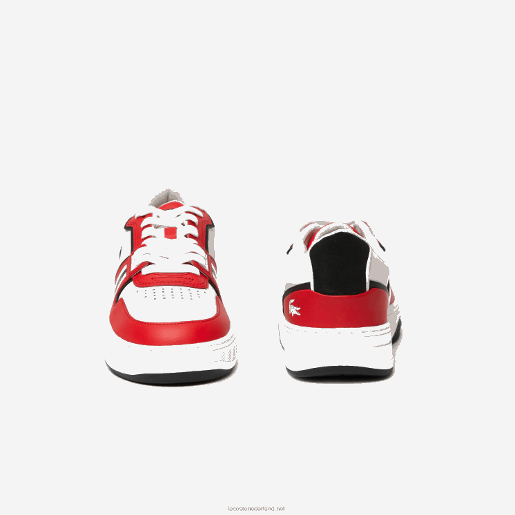 Lacoste l001 leren sneakers met kleurcontrast 0828H1853 rood wit 17k Heren