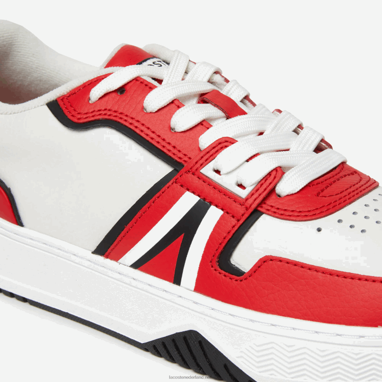 Lacoste l001 leren sneakers met kleurcontrast 0828H1853 rood wit 17k Heren