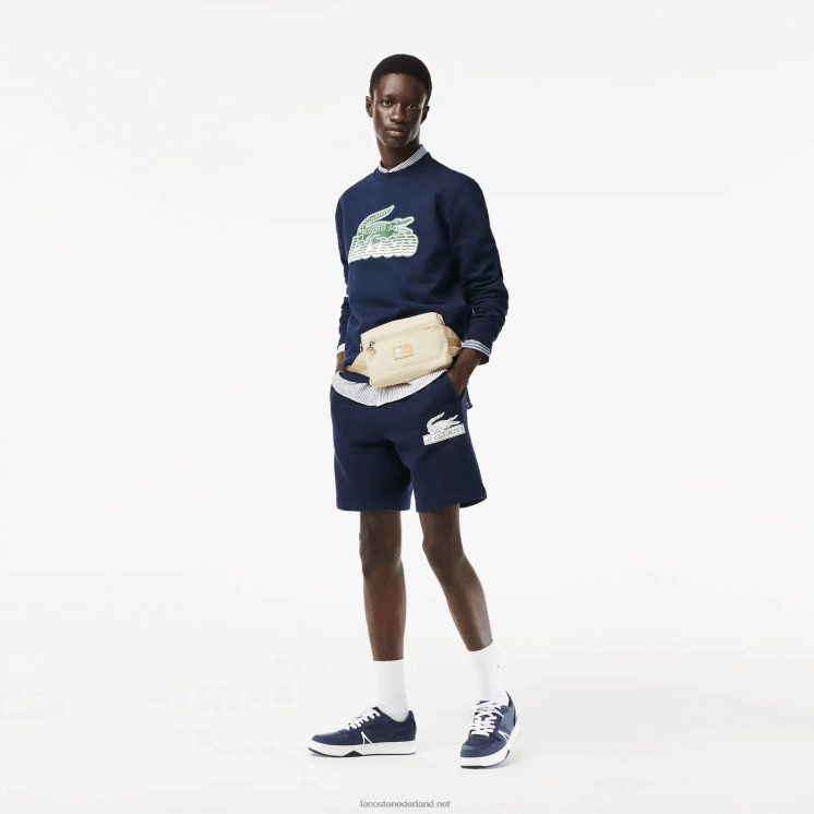 Lacoste l001 leren sneakers met opvallende kleuren 0828H1829 marine & wit 092 Heren