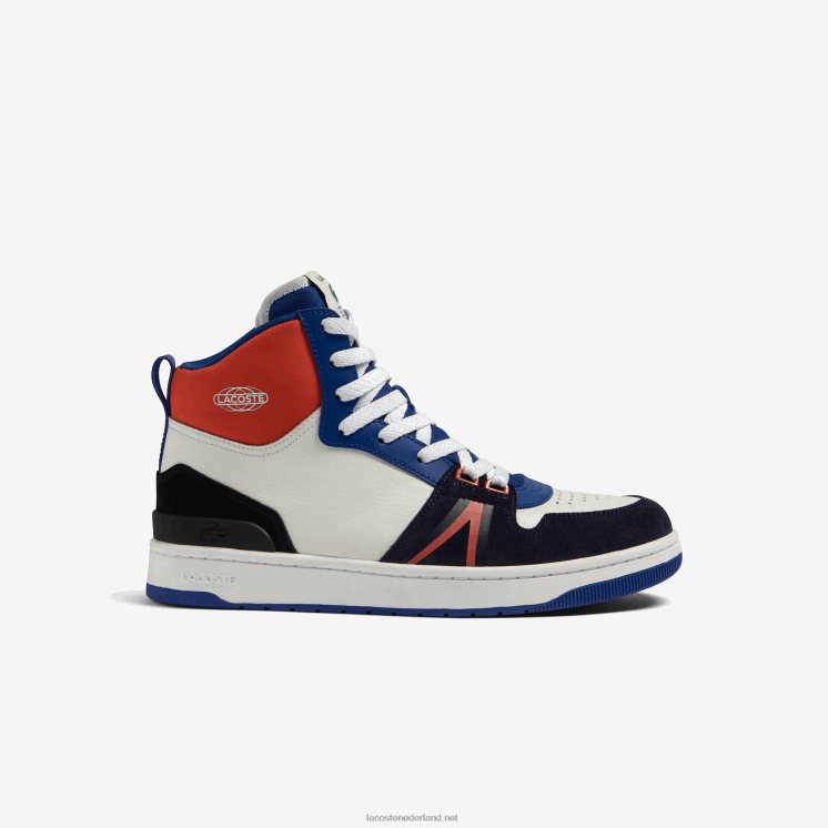 Lacoste l001 midden leren colorblock sneakers 0828H1751 wit & marine 042 Heren