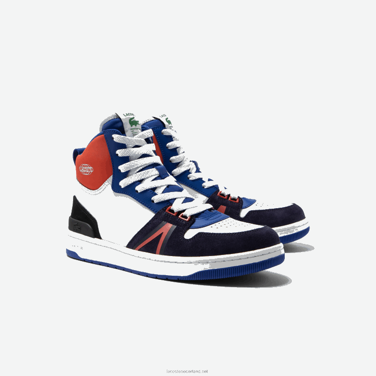 Lacoste l001 midden leren colorblock sneakers 0828H1751 wit & marine 042 Heren