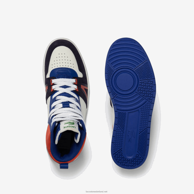 Lacoste l001 midden leren colorblock sneakers 0828H1751 wit & marine 042 Heren