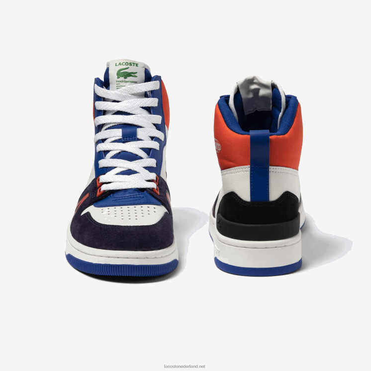 Lacoste l001 midden leren colorblock sneakers 0828H1751 wit & marine 042 Heren