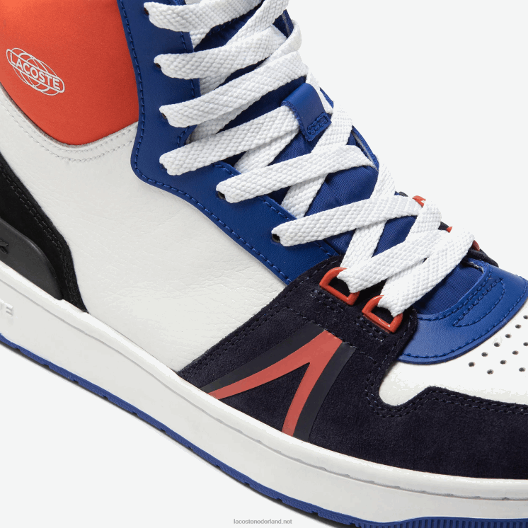Lacoste l001 midden leren colorblock sneakers 0828H1751 wit & marine 042 Heren