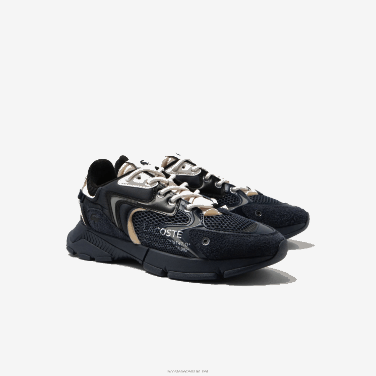 Lacoste l003 neo stoffen sneakers 0828H1693 zwart marineblauw 075 Heren
