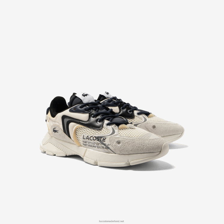 Lacoste l003 neo stoffen sneakers 0828H1694 wit zwart 2g9 Heren
