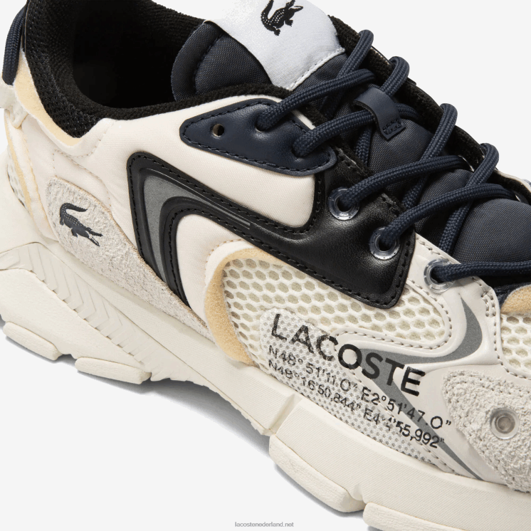 Lacoste l003 neo stoffen sneakers 0828H1694 wit zwart 2g9 Heren