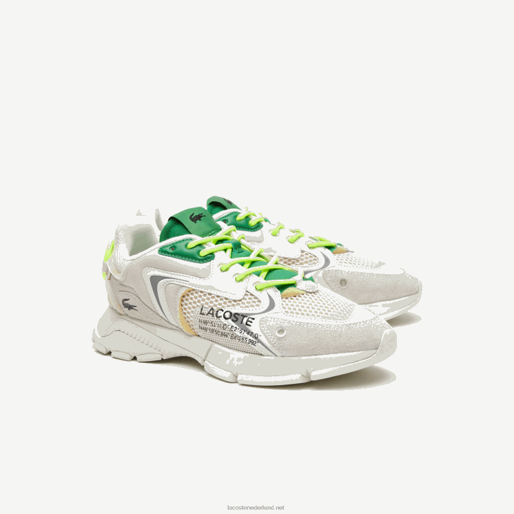 Lacoste l003 neo stoffen sneakers 0828H1698 wit groen wg1 Heren