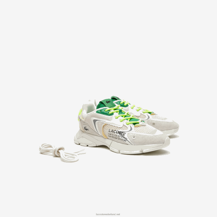 Lacoste l003 neo stoffen sneakers 0828H1698 wit groen wg1 Heren