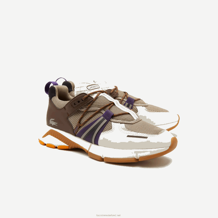 Lacoste l003 sneakers met kleurvlakken van textiel 0828H1787 gebroken wit & grijs 2b7 Heren