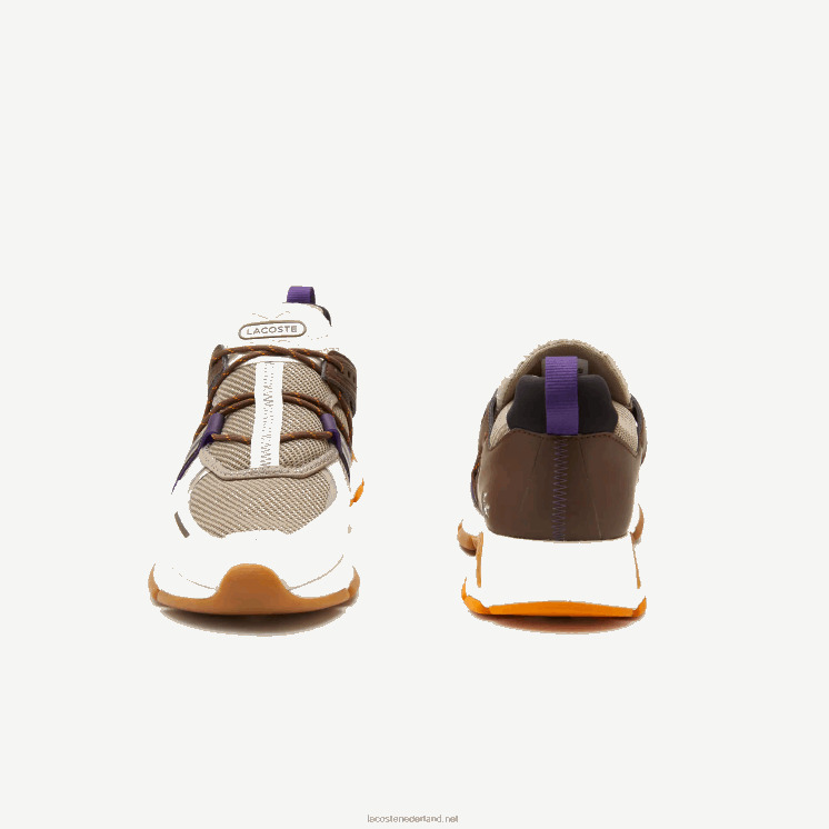 Lacoste l003 sneakers met kleurvlakken van textiel 0828H1787 gebroken wit & grijs 2b7 Heren