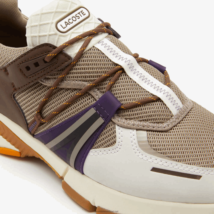 Lacoste l003 sneakers met kleurvlakken van textiel 0828H1787 gebroken wit & grijs 2b7 Heren