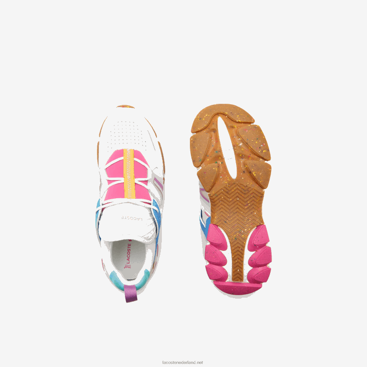 Lacoste l003 sneakers van ecotextiel 0828H1842 wit & roze b53 Heren