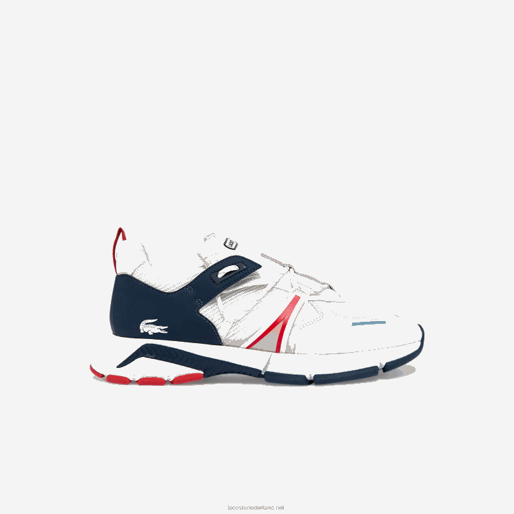 Lacoste l003 sneakers van textiel 0828H1799 wit/marine & rood 407 Heren