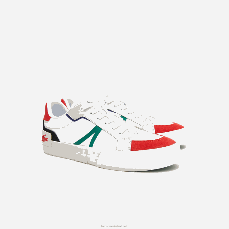 Lacoste l004 leren sneakers met opvallende kleuren 0828H1890 wit & rood 286 Heren