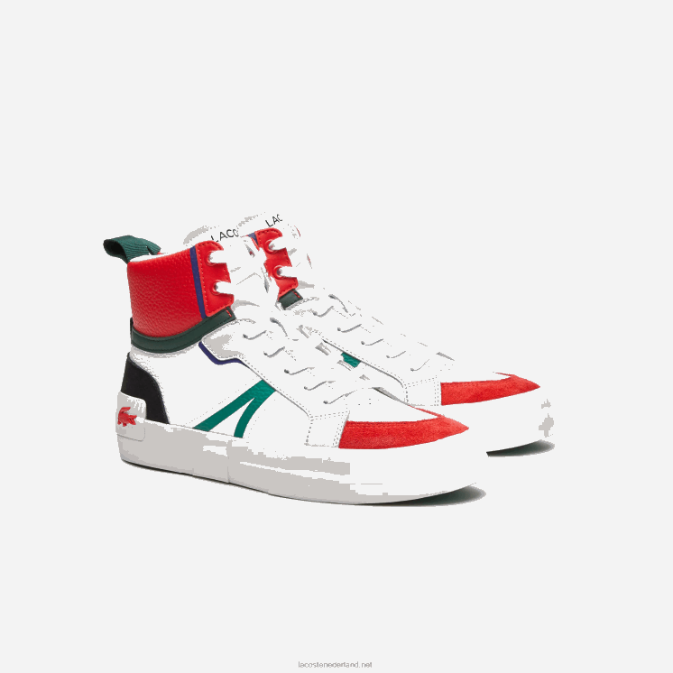 Lacoste l004 midden leren sneakers 0828H1794 wit & rood 286 Heren