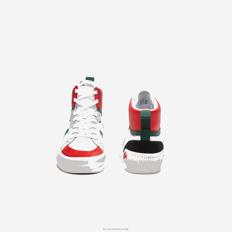Lacoste l004 midden leren sneakers 0828H1794 wit & rood 286 Heren
