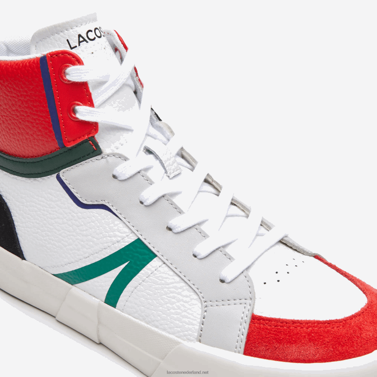 Lacoste l004 midden leren sneakers 0828H1794 wit & rood 286 Heren