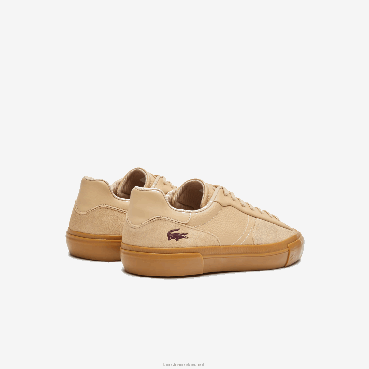Lacoste l006 ton-sur-ton leren sneakers 0828H1895 bruine kauwgom tg5 Heren